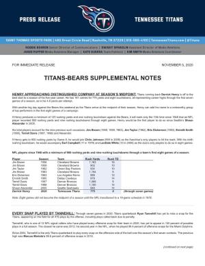 Titans-Bears Supplemental Notes