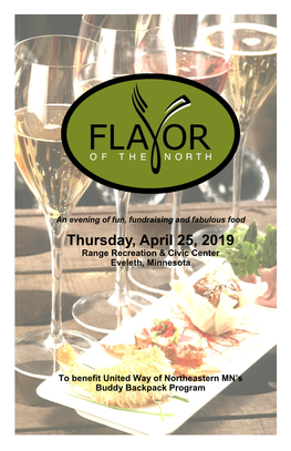 Thursday, April 25, 2019 Range Recreation & Civic Center Eveleth, Minnesota