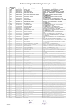 Tax Payers of Dungarpur District Having Turnover Upto 1.5 Crore