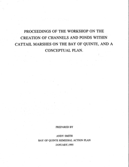 Proceedings of the Workshop on the Creation of Channels and Ponds Within Cattail Marshes on the Bay of Quinte, and a Conceptual Plan