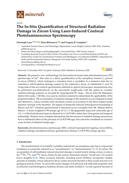 The In-Situ Quantification of Structural Radiation Damage in Zircon Using Laser-Induced Confocal Photoluminescence Spectroscopy