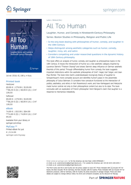 All Too Human Laughter, Humor, and Comedy in Nineteenth-Century Philosophy Series: Boston Studies in Philosophy, Religion and Public Life