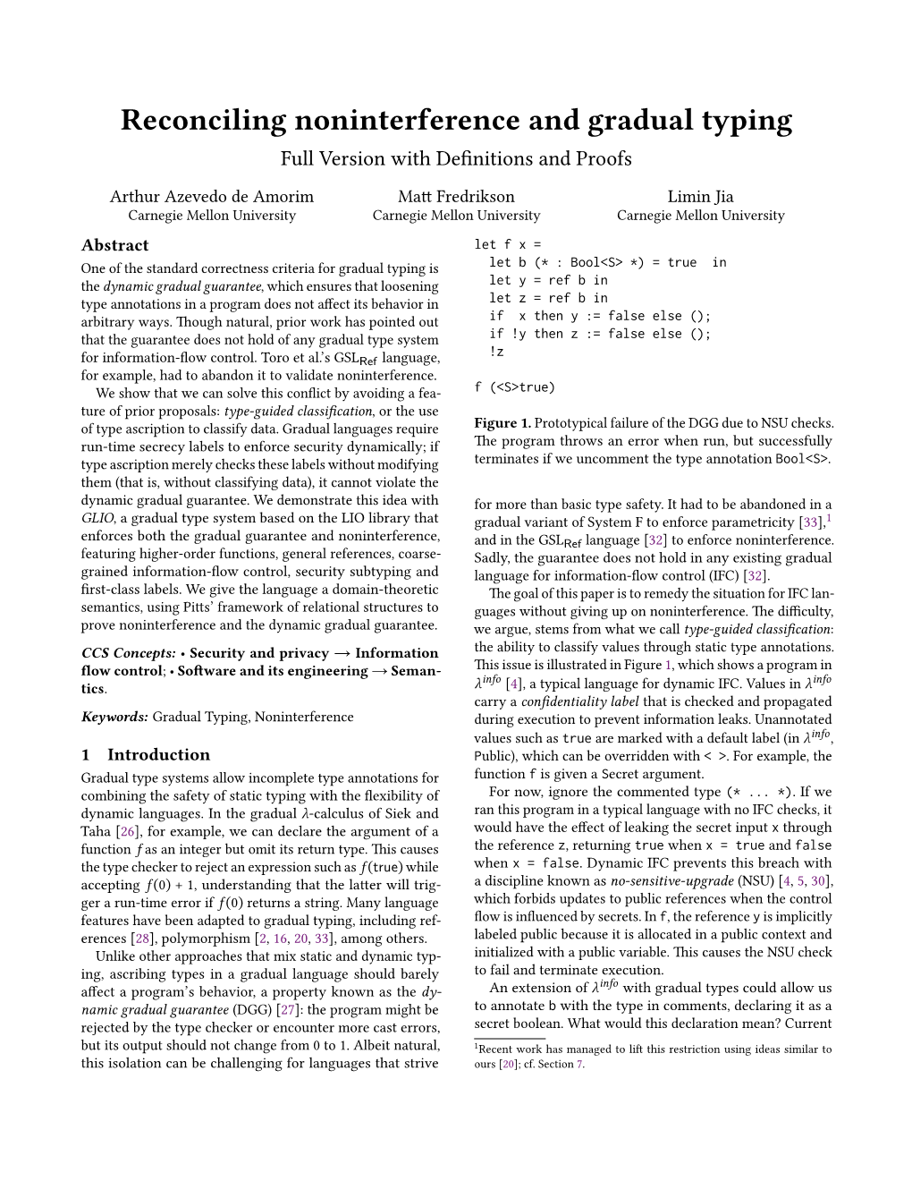 Reconciling Noninterference and Gradual Typing Full Version with Definitions and Proofs