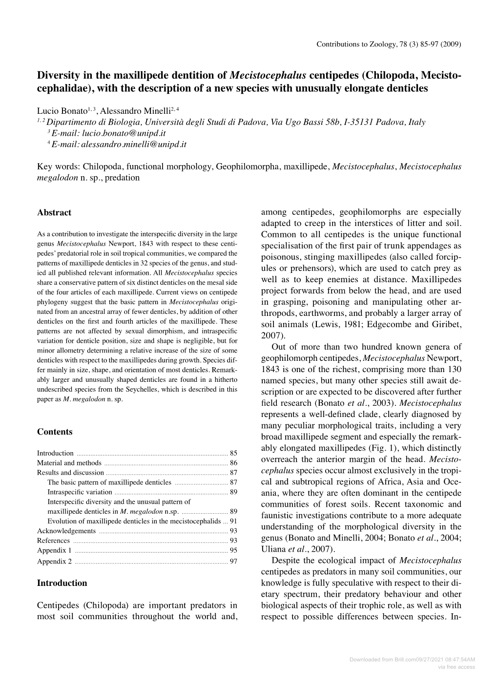 Diversity in the Maxillipede Dentition of Mecistocephalus Centipedes