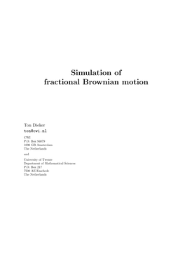 Simulation of Fractional Brownian Motion