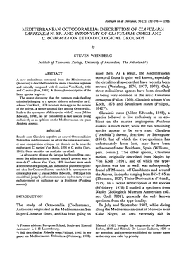 Mediterranean Octocorallia: Descriptionof Clavularia Carpediem