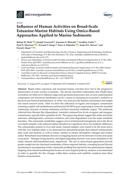 Influence of Human Activities on Broad-Scale Estuarine-Marine Habitats Using Omics-Based Approaches Applied to Marine Sediments