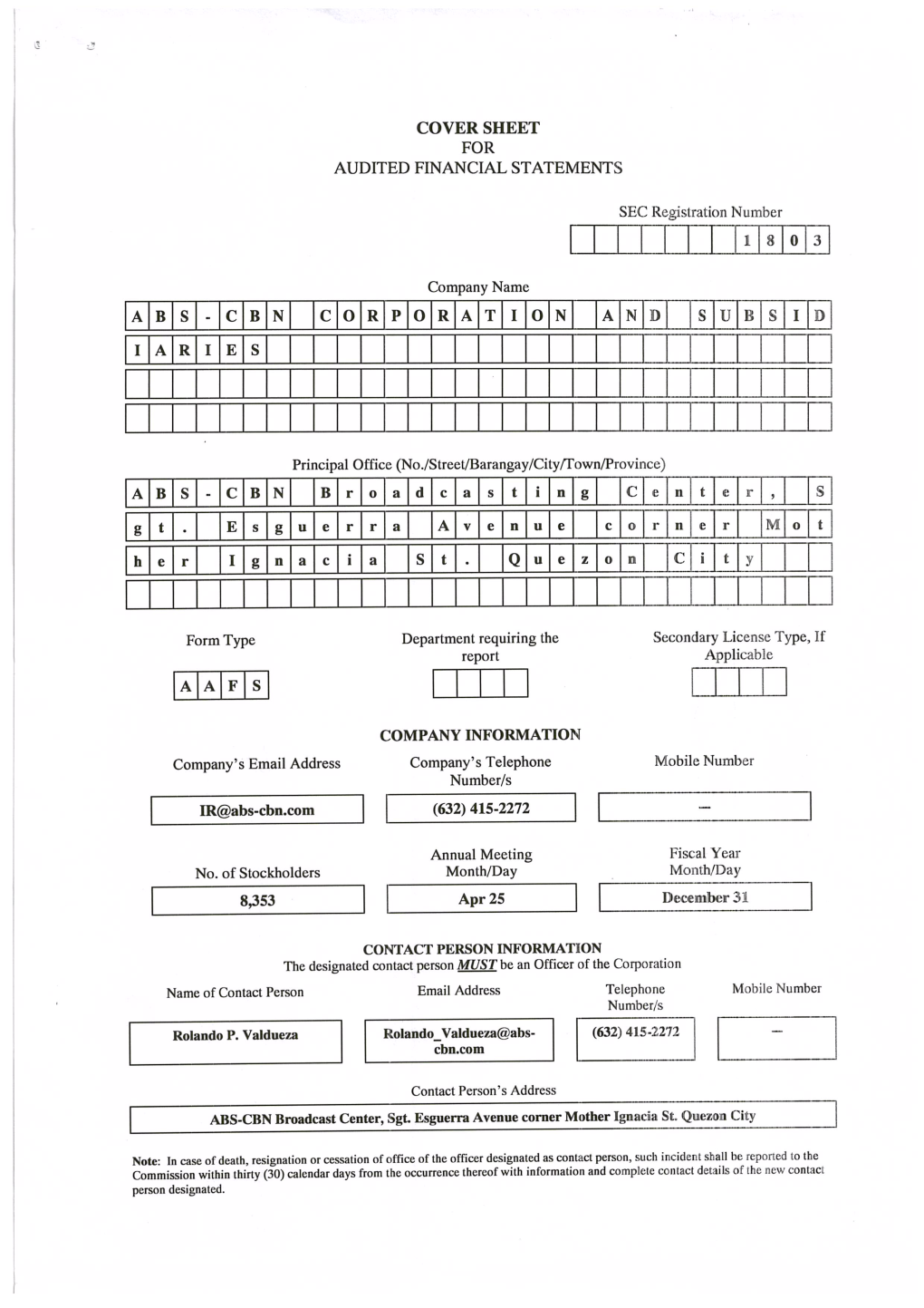 Accs Cfs1218 Abscbn Corporation and Subs Filed.Pdf