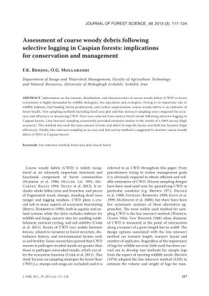 Assessment of Coarse Woody Debris Following Selective Logging in Caspian Forests: Implications for Conservation and Management