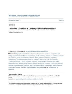 Functional Statehood in Contemporary International Law
