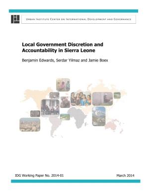 Local Government Discretion and Accountability in Sierra Leone