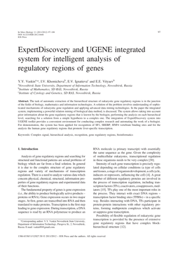 Expertdiscovery and UGENE Integrated System for Intelligent Analysis of Regulatory Regions of Genes