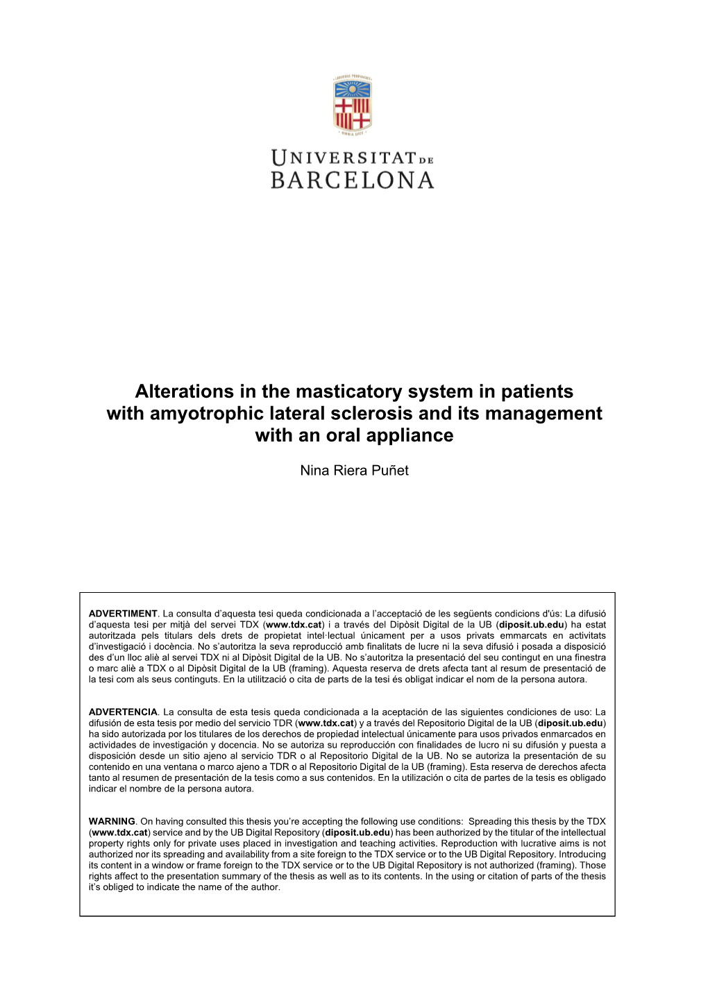 Alterations in the Masticatory System in Patients with Amyotrophic Lateral Sclerosis and Its Management with an Oral Appliance