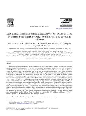 Last Glacial^Holocene Paleoceanography of the Black Sea and Marmara Sea: Stable Isotopic, Foraminiferal and Coccolith Evidence