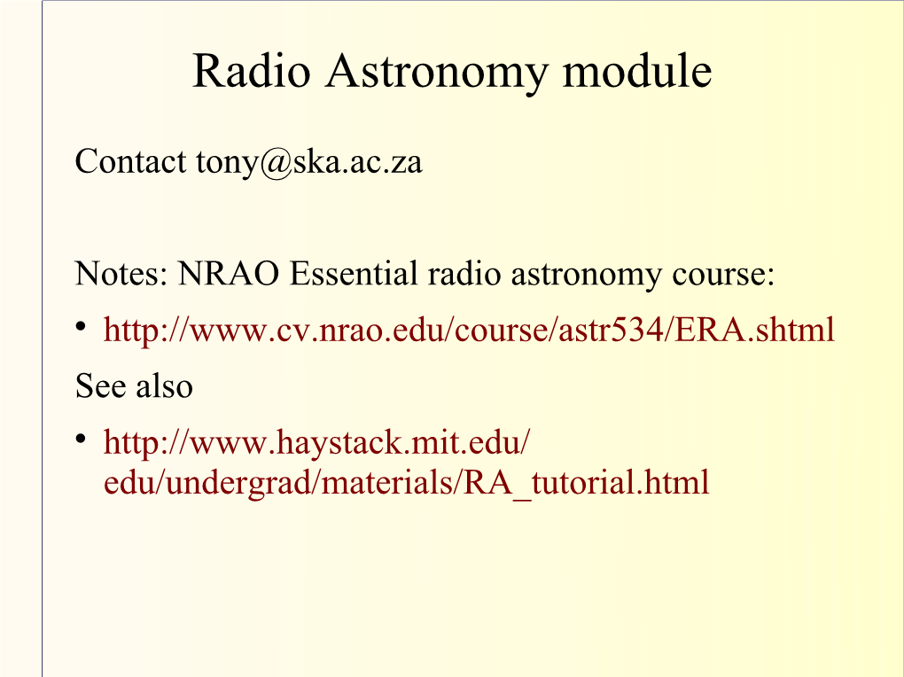 Radio Astronomy Module