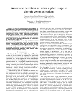 Automatic Detection of Weak Cipher Usage in Aircraft Communications