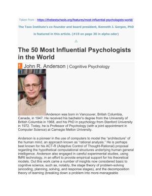 The 50 Most Influential Psychologists in the World 1
