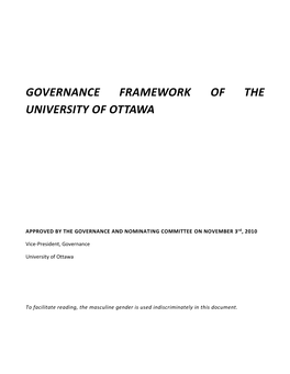Governance Framework of the University of Ottawa