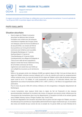 NIGER : REGION DE TILLABERI Rapport Mensuel Janvier 2020