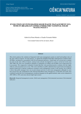 Evolution of Integrated Solid Waste Management Sys- Tems in Brazilian Cities Under the National Solid Waste Policy