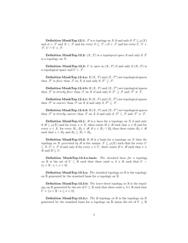 Definition Munktop.12.1: T Is a Topology on X If and Only If T