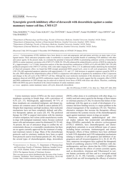 Synergistic Growth Inhibitory Effect of Deracoxib with Doxorubicin Against a Canine Mammary Tumor Cell Line, CMT-U27