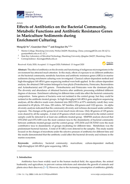 Effects of Antibiotics on the Bacterial Community, Metabolic Functions