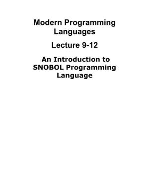 Modern Programming Languages
