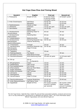 Hot Yoga Pose Timings