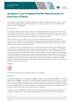 Singapore Court of Appeal Clarifies Requirements on Execution of Deeds