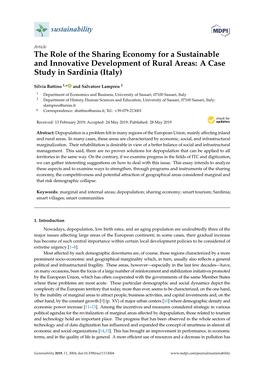 The Role of the Sharing Economy for a Sustainable and Innovative Development of Rural Areas: a Case Study in Sardinia (Italy)