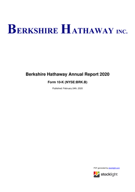 Berkshire Hathaway Annual Report 2020