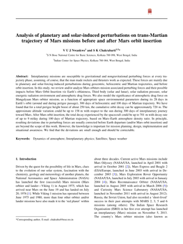 Analysis of Planetary and Solar-Induced Perturbations on Trans-Martian Trajectory of Mars Missions Before and After Mars Orbit Insertion