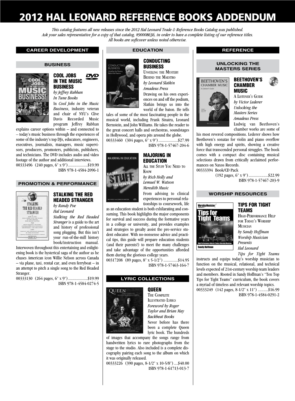 2012 Hal Leonard Reference Books Addendum