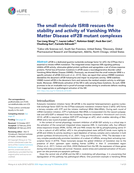 The Small Molecule ISRIB Rescues the Stability and Activity of Vanishing