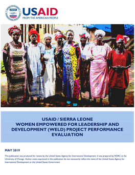 Usaid / Sierra Leone Women Empowered for Leadership and Development (Weld) Project Performance Evaluation