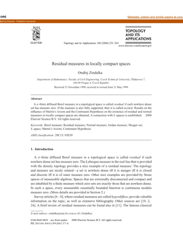 Residual Measures in Locally Compact Spaces