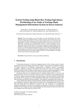 System Testing Using Black Box Testing Equivalence Partitioning (Case Study at Garbage Bank Management Information System on Karya Sentosa)
