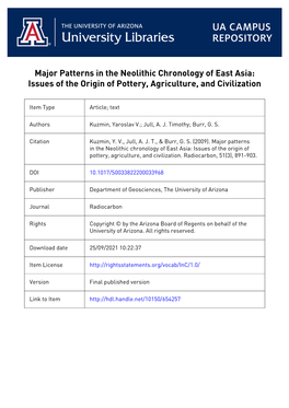 891 Major Patterns in the Neolithic Chronology Of