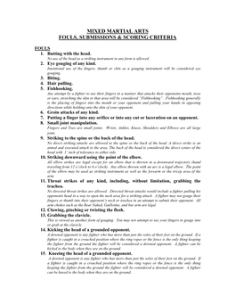 Mixed Martial Arts Fouls, Submissions & Scoring Criteria