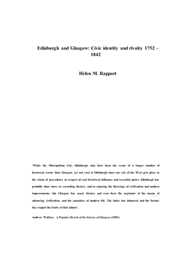 Edinburgh and Glasgow: Civic Identity and Rivalry 1752 – 1842
