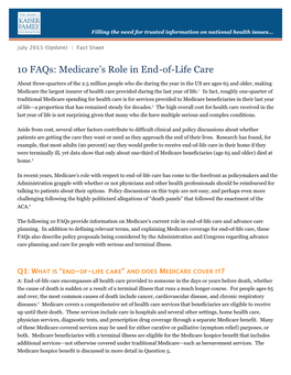 10 Faqs: Medicare's Role in End-Of-Life Care 2