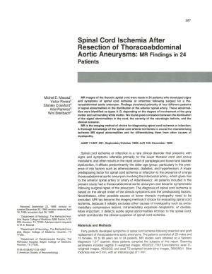 Spinal Cord Ischemia After Resection of Thoracoabdominal Aortic Aneurysms: MR Findings in 24 Patients