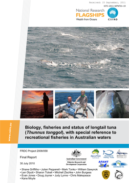 Biology, Fisheries and Status of Longtail Tuna (Thunnus Tonggol), with Special Reference to Recreational Fisheries in Australian Waters