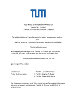 Target Identification of Natural Products by Activity Based Protein Profiling and a Whole Proteome Inventory of Background Photocrosslinker Binding