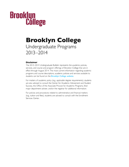 Brooklyn College Undergraduate Programs 2013–2014