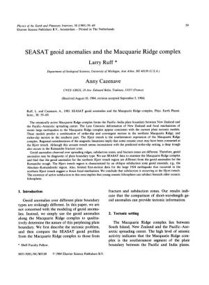 SEASAT Geoid Anomalies and the Macquarie Ridge Complex Larry Ruff *