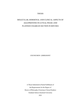 Thesis Molecular, Hormonal and Clinical Aspects of Aglepristone In