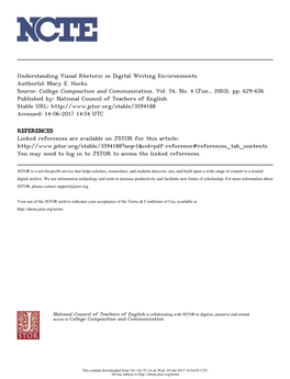 Understanding Visual Rhetoric in Digital Writing Environments Author(S): Mary E