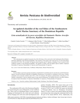 An Updated Checklist of the Reef Fishes of the Southeastern Reefs Marine Sanctuary of the Dominican Republic